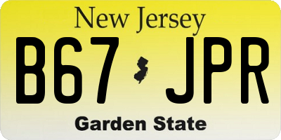 NJ license plate B67JPR