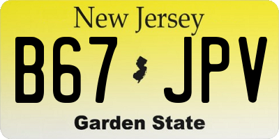 NJ license plate B67JPV