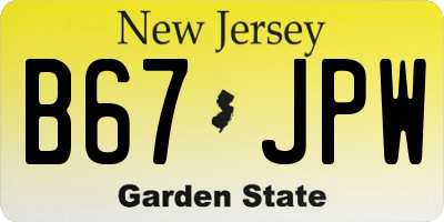 NJ license plate B67JPW