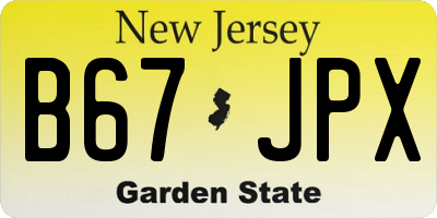 NJ license plate B67JPX