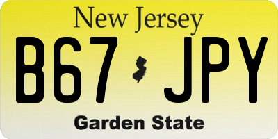 NJ license plate B67JPY