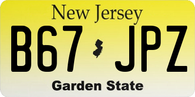 NJ license plate B67JPZ