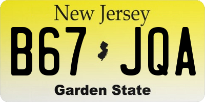 NJ license plate B67JQA