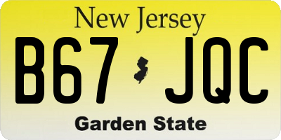 NJ license plate B67JQC