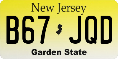 NJ license plate B67JQD