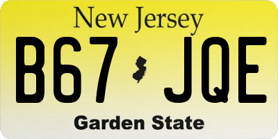 NJ license plate B67JQE