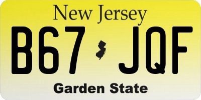 NJ license plate B67JQF