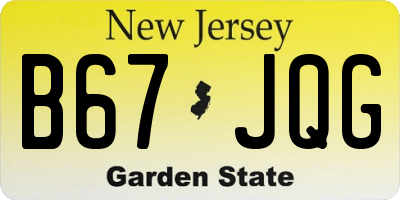 NJ license plate B67JQG