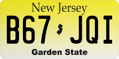 NJ license plate B67JQI