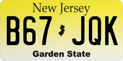 NJ license plate B67JQK