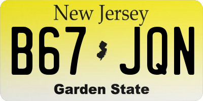 NJ license plate B67JQN