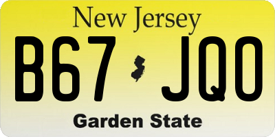 NJ license plate B67JQO