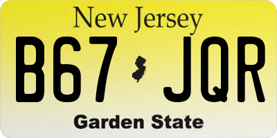 NJ license plate B67JQR