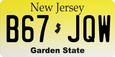 NJ license plate B67JQW