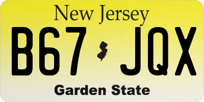 NJ license plate B67JQX
