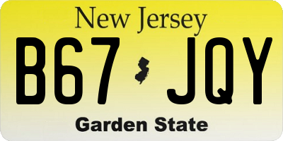 NJ license plate B67JQY