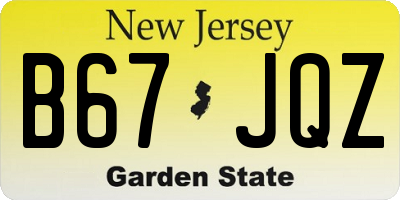 NJ license plate B67JQZ