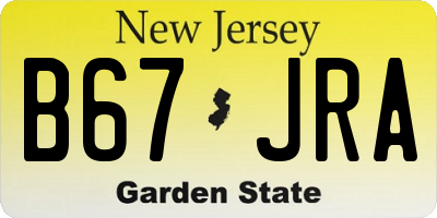 NJ license plate B67JRA