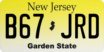 NJ license plate B67JRD