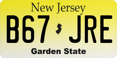 NJ license plate B67JRE