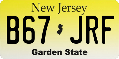 NJ license plate B67JRF