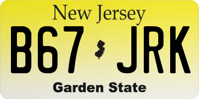 NJ license plate B67JRK