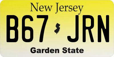 NJ license plate B67JRN
