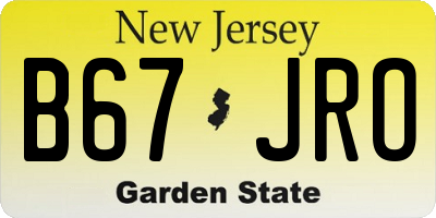 NJ license plate B67JRO