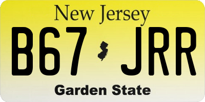 NJ license plate B67JRR