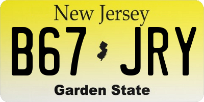 NJ license plate B67JRY