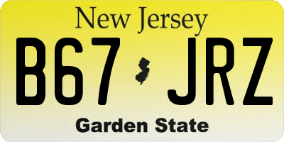 NJ license plate B67JRZ