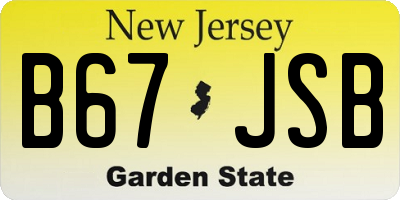 NJ license plate B67JSB