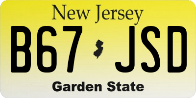 NJ license plate B67JSD