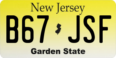 NJ license plate B67JSF