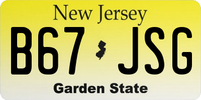 NJ license plate B67JSG