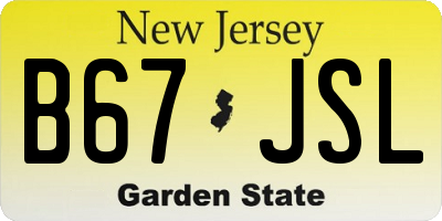NJ license plate B67JSL
