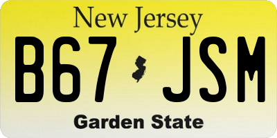NJ license plate B67JSM