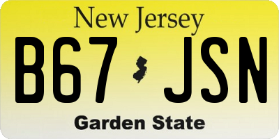NJ license plate B67JSN