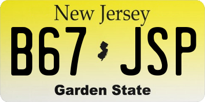 NJ license plate B67JSP