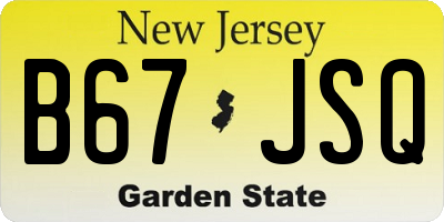 NJ license plate B67JSQ