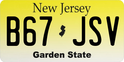 NJ license plate B67JSV