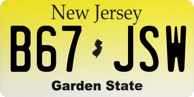 NJ license plate B67JSW