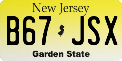 NJ license plate B67JSX
