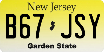 NJ license plate B67JSY