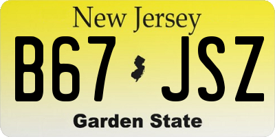 NJ license plate B67JSZ