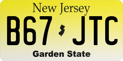 NJ license plate B67JTC