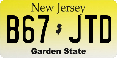 NJ license plate B67JTD
