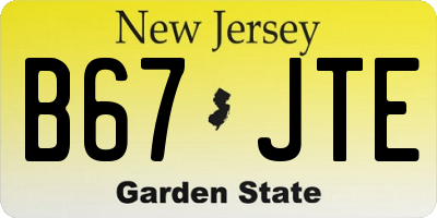 NJ license plate B67JTE