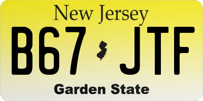 NJ license plate B67JTF