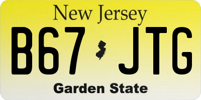 NJ license plate B67JTG